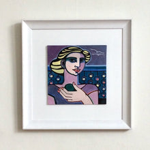 Load image into Gallery viewer, Sea Glass 2 Framed Ceramic tile painting by Linda Samson