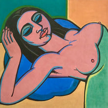 Load image into Gallery viewer, Majia Sleeping framed ceramic tile 1 by Linda Samson