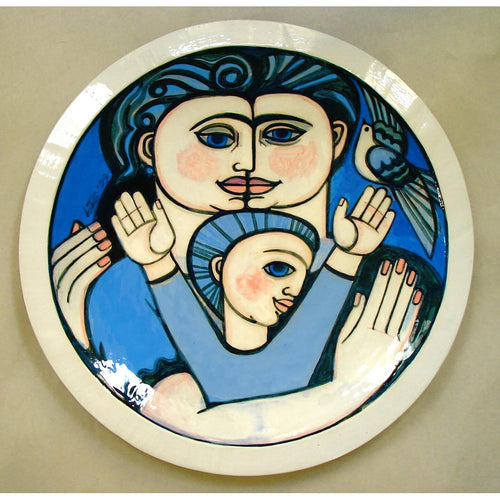 Family Ceramic plaque glazed by Linda Samson