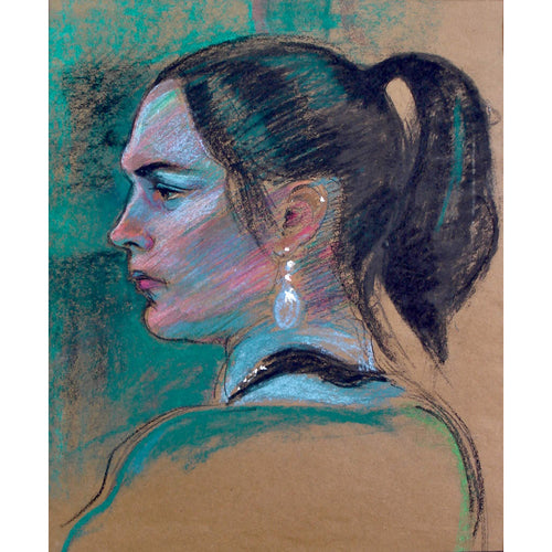 Girl with Pony tail pastels by Linda Samson