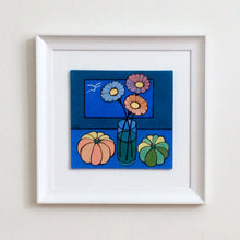 Load image into Gallery viewer, Summertime Blues Framed Ceramic tile painting by Linda Samson
